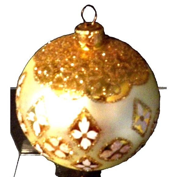 Caliks Artistry Blown Glass Christmas Ornaments 2 Vintage Polish & 1 Button Ball - Picture 3 of 16